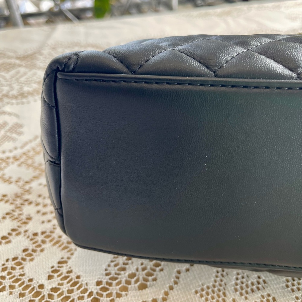 Fashion Inspired Black Quilted Shoulder Bag with Gold Chain - Picture 6 of 11